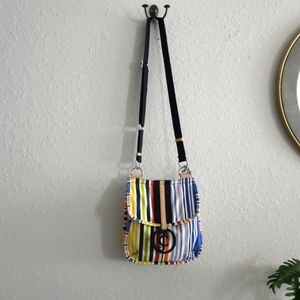 Juicy Couture × Maeve Mixed Color Striped Canvas Crossbody Handbag
